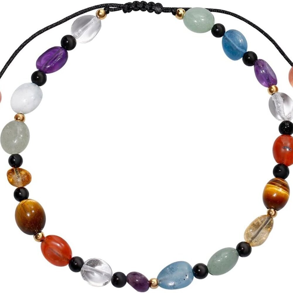 7 Chakra Beaded Anklet Crystal Stones Adjustable Jewelry For Meditation Yoga